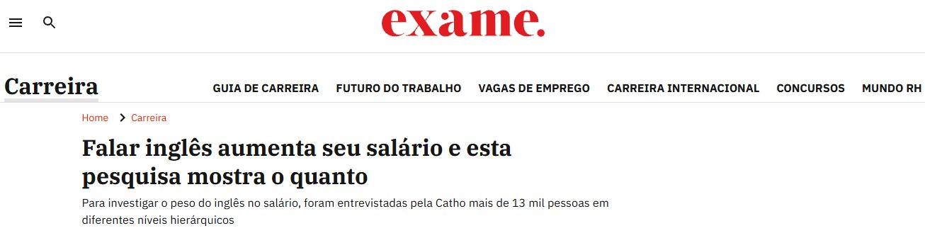 Print da matéria: Falar inglês aumenta seu salário (Exame)